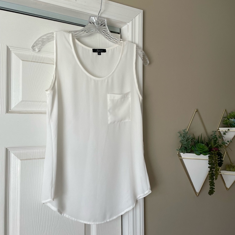Soprano White Tank Top w/ Pocket